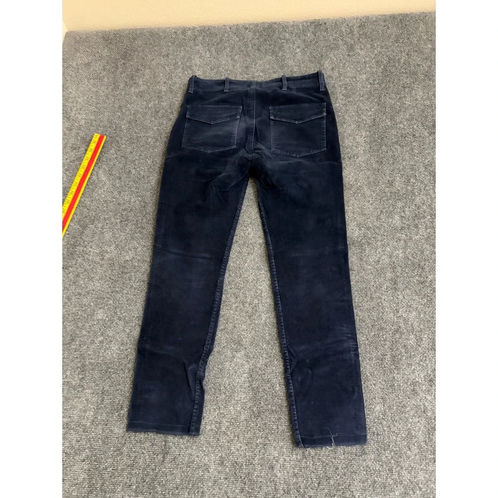 Nili Lotan Navy Blue Corduroy Utility Patch Pocket Pants Raw Hem Size 0